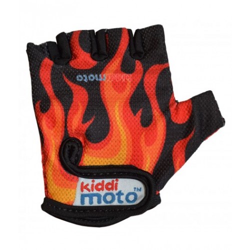 Перчатки детские Kiddi Moto Чёрные с языками пламени