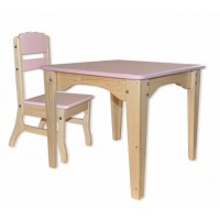 Комплект: стол и стульчик из сосны Babygrai розовый