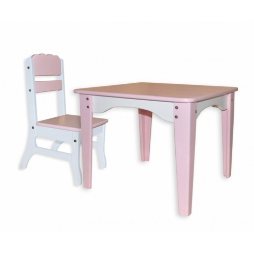 Комплект: стол и стул из сосны Розовый Фламинго Babygrai
